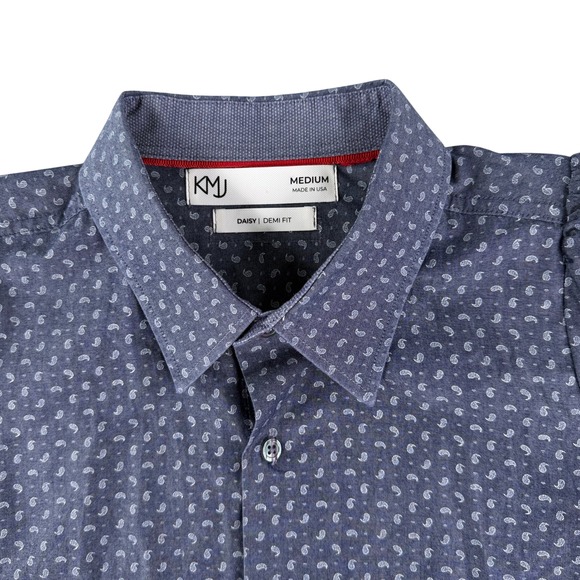 KMJ Daisy Demi Fit Women's Medium Shirt Blue Paisley Made in USA NWT - Picture 2 of 7